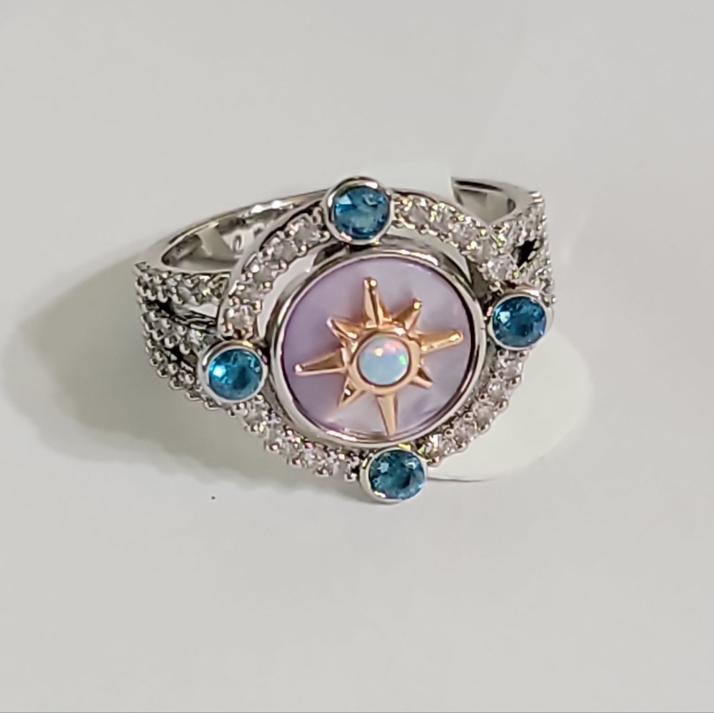 Sterling Silver Starburst Blue & Lavender Ring